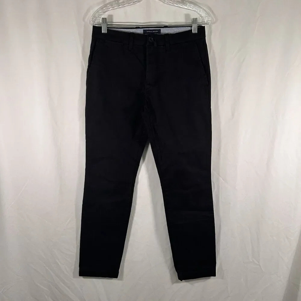 Tommy Hifiger Pants Women's 29/30 Black Slim Fit Stretch Mid Rise Button Zip